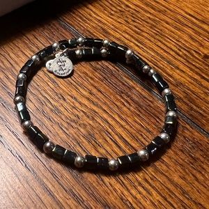 Alex and Ani dark green-purple beaded bracelet